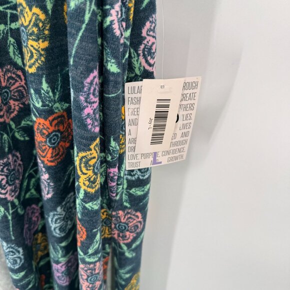 LuLaRoe Sleeveless Joy Vest Womens Large Blue Floral Polyester Side Slits NEW - Picture 4 of 8